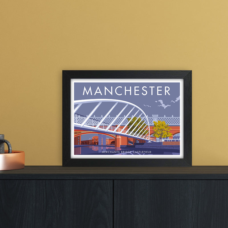 Manchester Merchants Bridge Art Print by Stephen Millership A4 White Frame