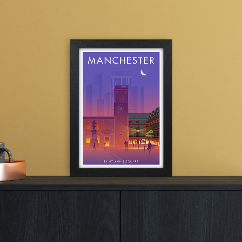 Manchester St Annes Sq Art Print by Stephen Millership A4 White Frame