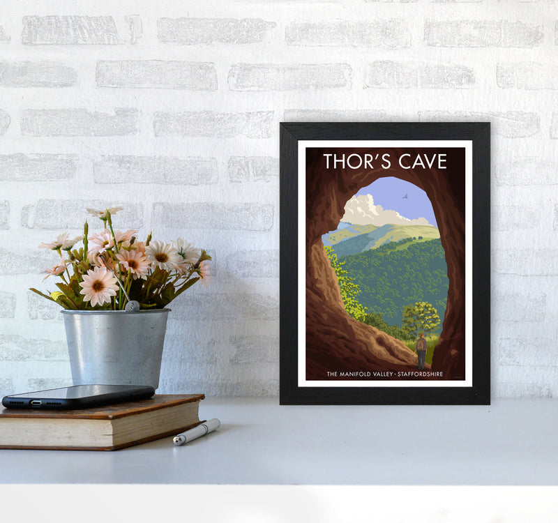 Staffordshire Thors Cave Travel Art Print by Stephen Millership A4 White Frame