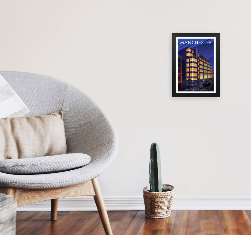 Manchester by Stephen Millership A4 White Frame