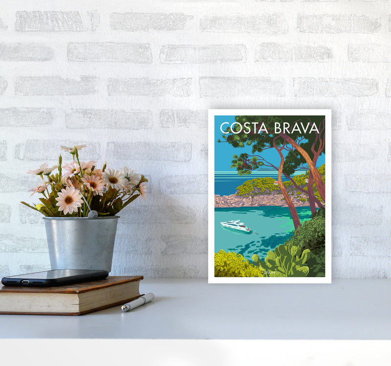 Costa Brava Travel Art Print By Stephen Millership A4 Black Frame
