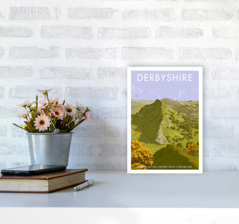 Derbyshire Chrome Hill Travel Art Print By Stephen Millership A4 Black Frame