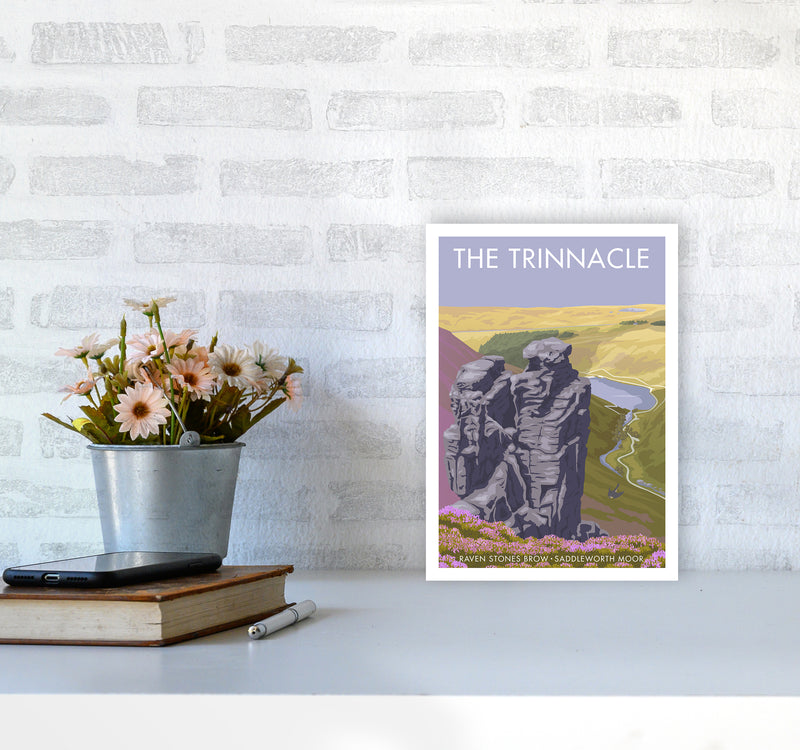 Saddleworth Trinnacle Travel Art Print By Stephen Millership A4 Black Frame