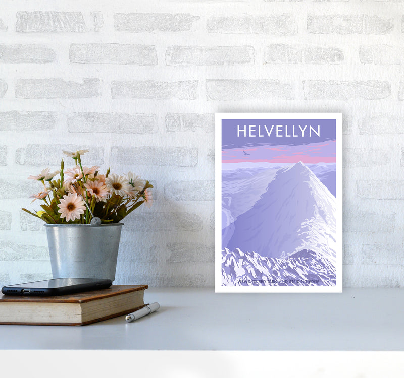 The Lakes Helvellyn Winter Travel Art Print By Stephen Millership A4 Black Frame