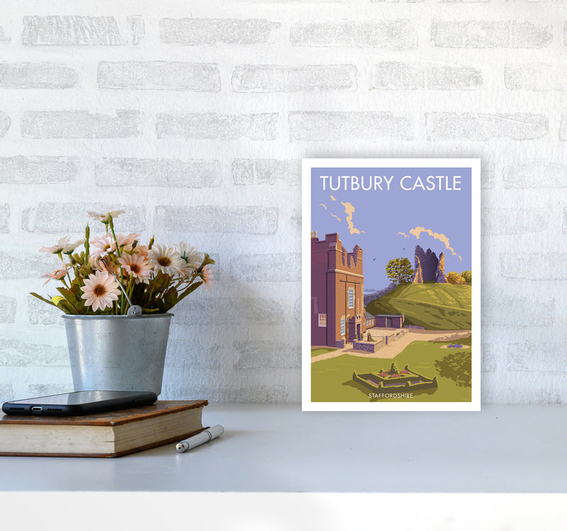 Tutbury Castle Travel Art Print By Stephen Millership A4 Black Frame