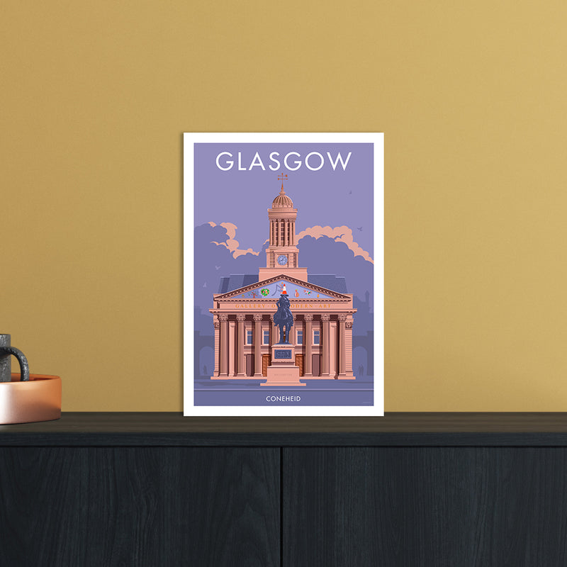 Glasgow Coneheid Art Print by Stephen Millership A4 Black Frame
