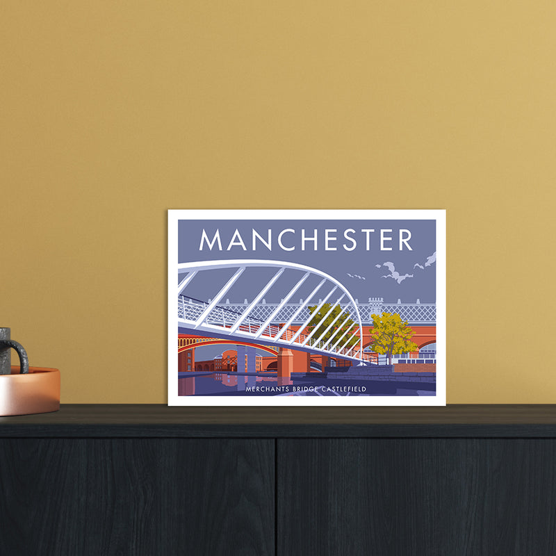 Manchester Merchants Bridge Art Print by Stephen Millership A4 Black Frame