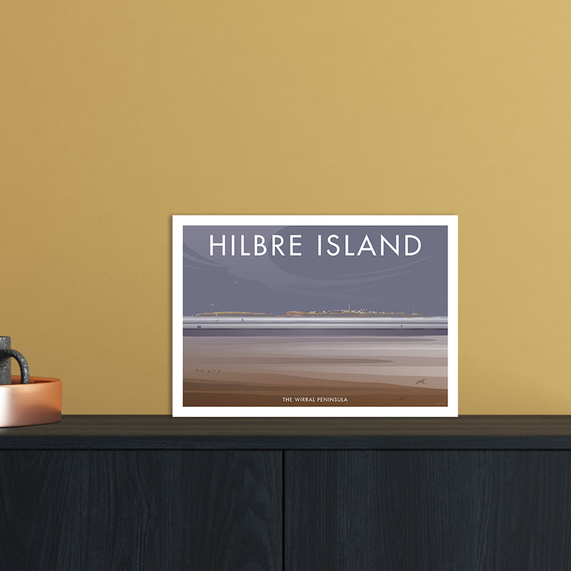 Wirral Hilbre Island Art Print by Stephen Millership A4 Black Frame
