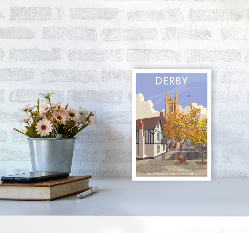 Derby Travel Art Print by Stephen Millership A4 Black Frame
