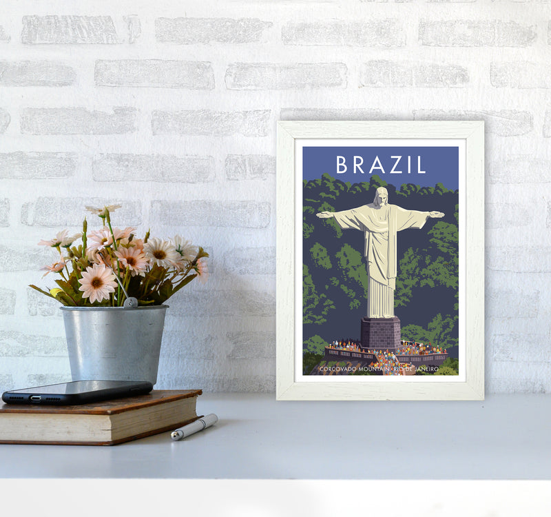 Brazil Travel Art Print By Stephen Millership A4 Oak Frame