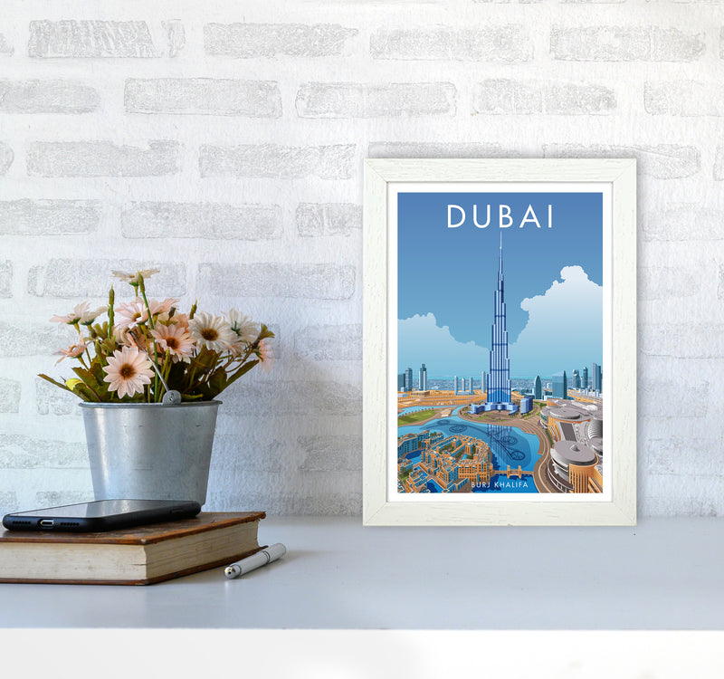 Dubai Travel Art Print By Stephen Millership A4 Oak Frame