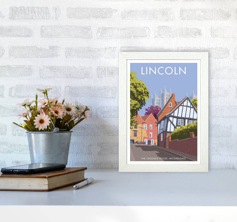 Lincoln Crooked House Travel Art Print By Stephen Millership A4 Oak Frame