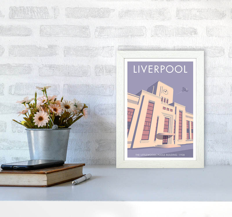 Liverpool Littlewoods Travel Art Print By Stephen Millership A4 Oak Frame