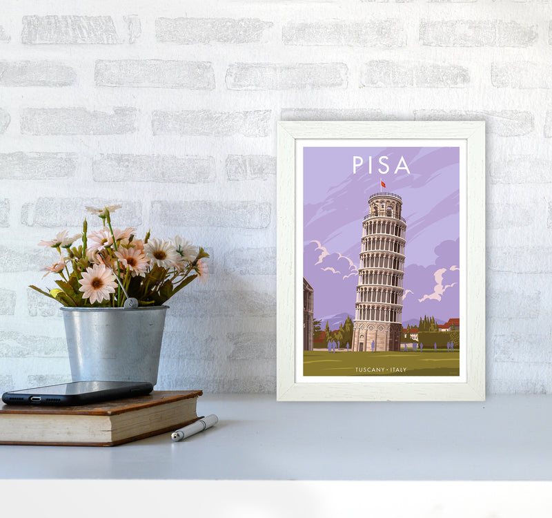 Pisa Travel Art Print By Stephen Millership A4 Oak Frame