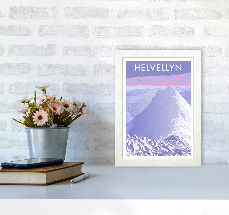 The Lakes Helvellyn Winter Travel Art Print By Stephen Millership A4 Oak Frame