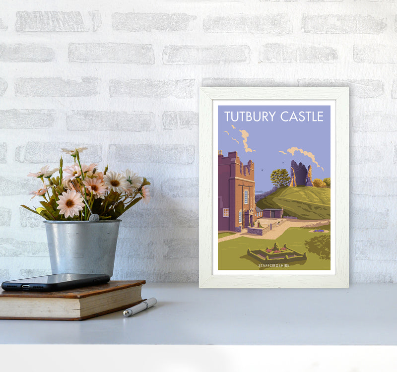 Tutbury Castle Travel Art Print By Stephen Millership A4 Oak Frame