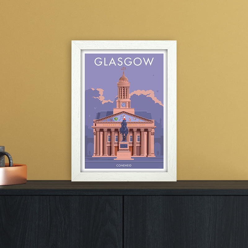 Glasgow Coneheid Art Print by Stephen Millership A4 Oak Frame