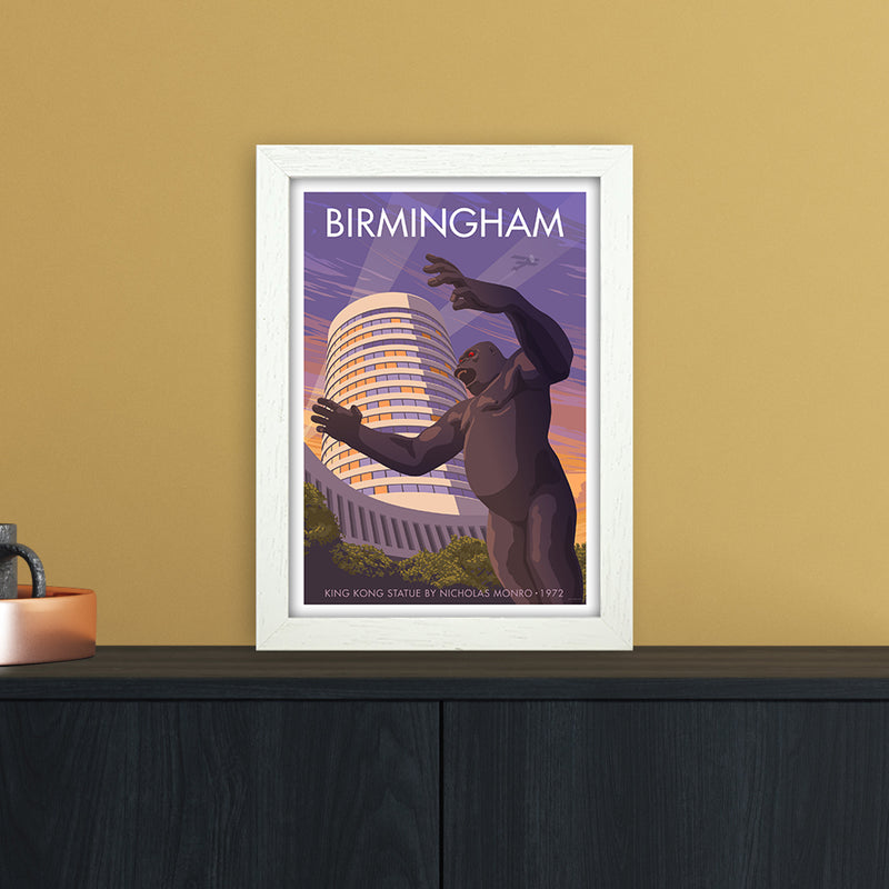Birmingham King Kong Art Print by Stephen Millership A4 Oak Frame