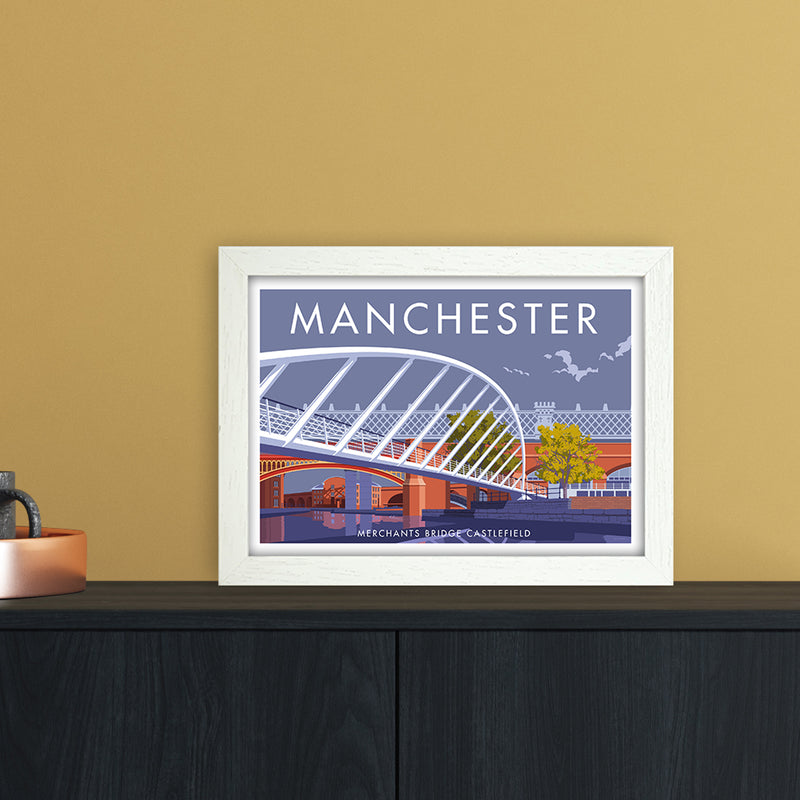 Manchester Merchants Bridge Art Print by Stephen Millership A4 Oak Frame
