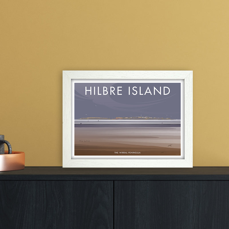 Wirral Hilbre Island Art Print by Stephen Millership A4 Oak Frame