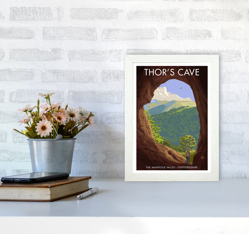 Staffordshire Thors Cave Travel Art Print by Stephen Millership A4 Oak Frame