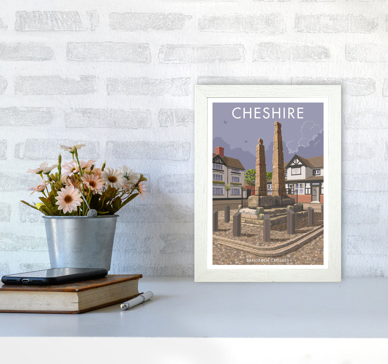 Cheshire Sandbach Travel Art Print by Stephen Millership A4 Oak Frame