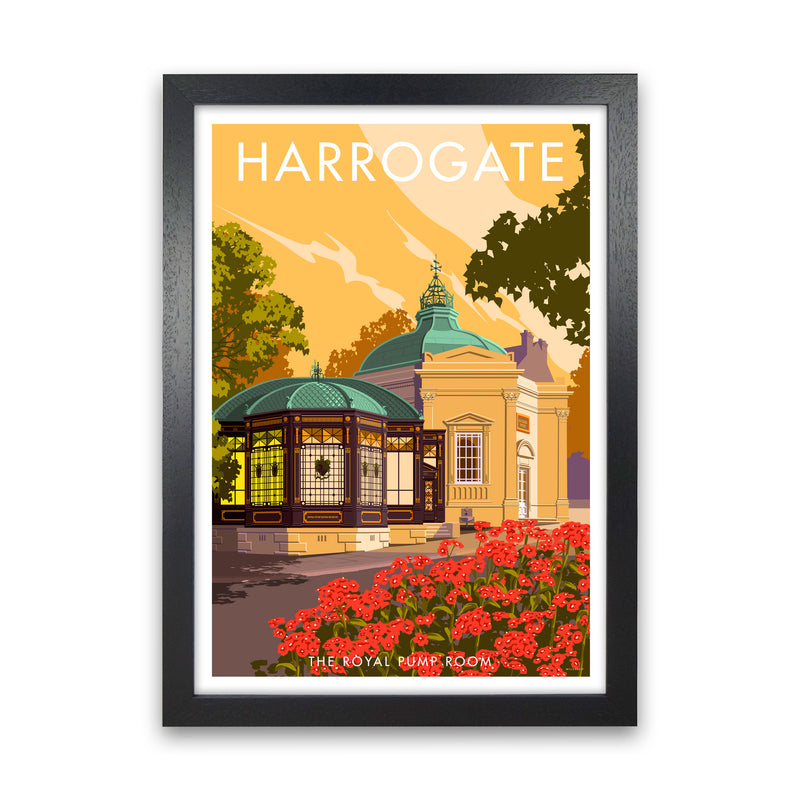 Harrogate by Stephen Millership Yorkshire Art Print, Vintage Travel Poster Black Grain