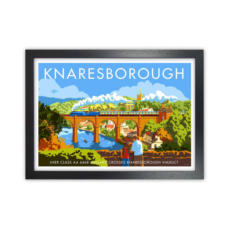 Knaresborough by Stephen Millership Yorkshire Art Print, Vintage Travel Poster Black Grain
