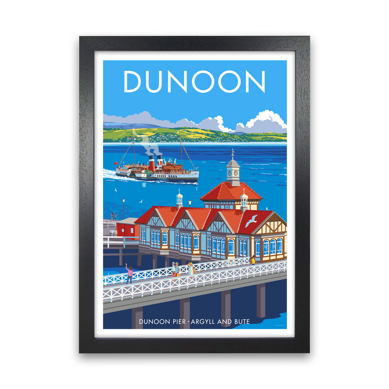 Dunoon Pier Framed Digital Art Print by Stephen Millership Black Grain