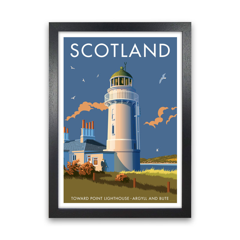 Toward Point Lighthouse Scotland Art Print by Stephen Millership Black Grain