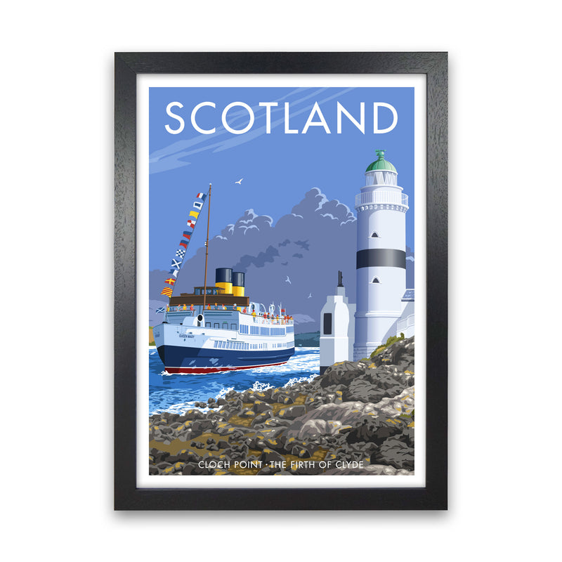 Cloch Point Scotland Framed Digital Art Print by Stephen Millership Black Grain