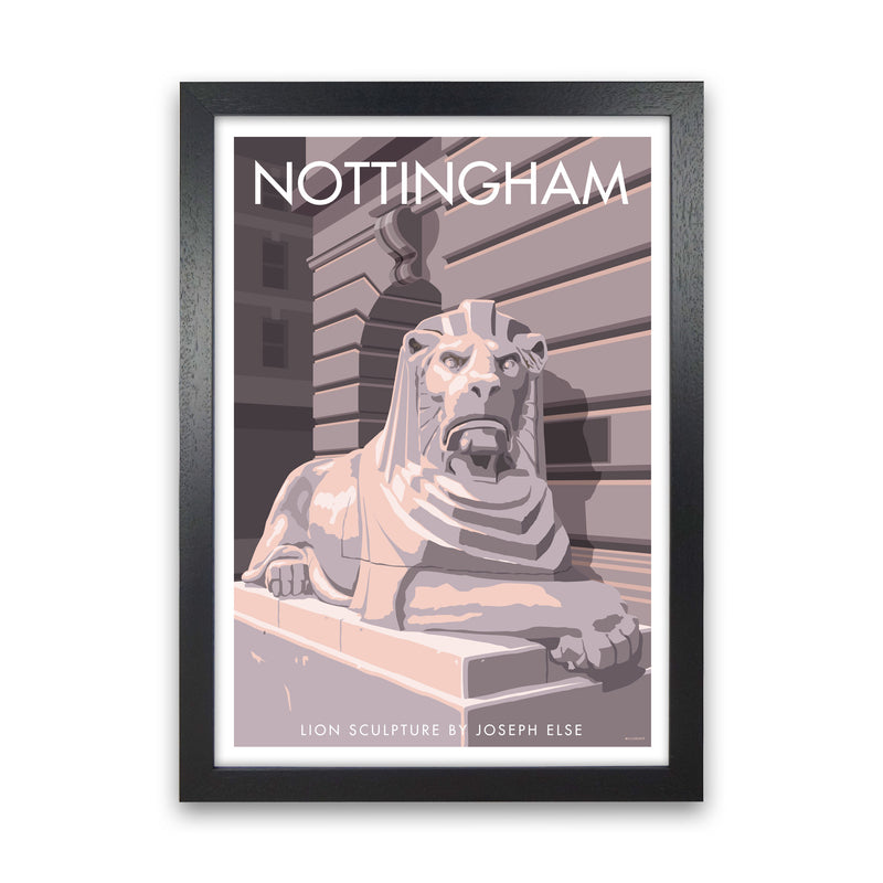 Nottingham Lion Sculpture Art Print by Stephen Millership Black Grain
