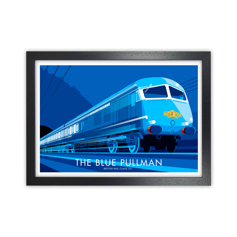 The Blue Pullman Art Print by Stephen Millership, Framed Transport Poster Black Grain