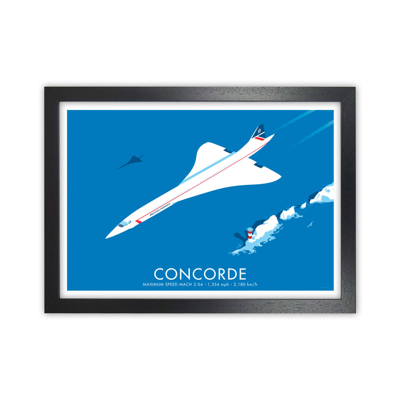Concorde Framed Digital Art Print by Stephen Millership, Framed Transport Poster Black Grain