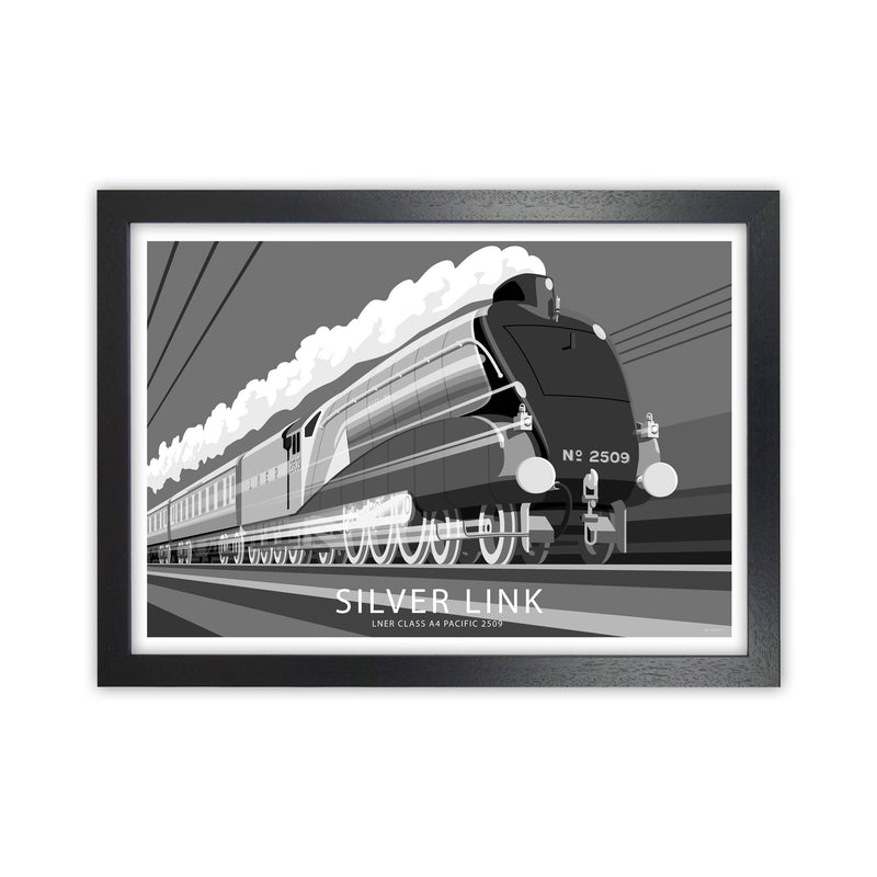 The Silver Link Art Print by Stephen Millership, Framed Transport Poster Black Grain