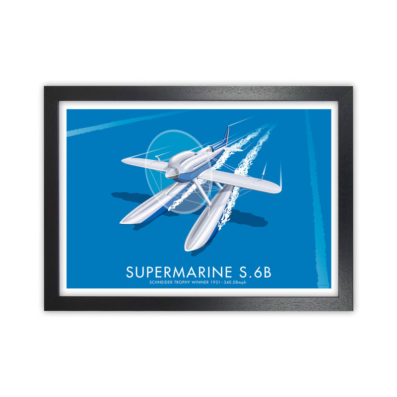 Supermarine S.6B Art Print by Stephen Millership, Framed Transport Poster Black Grain