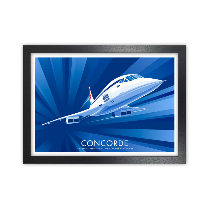 Concorde Art Print by Stephen Millership, Framed Transport Poster Black Grain
