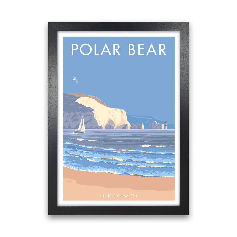 The Isle Of Wight Polar Bear Framed Digital Art Print by Stephen Millership Black Grain