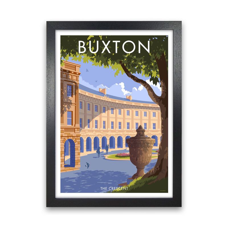 Buxton Crescent Derbyshire Travel Art Print by Stephen Millership Black Grain