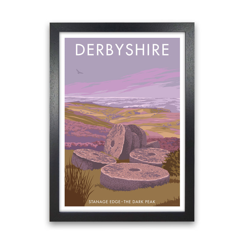 Stanage Edge Derbyshire Travel Art Print by Stephen Millership Black Grain