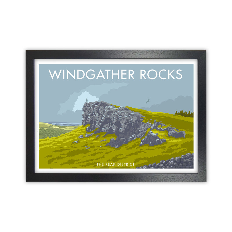 Windgather Rocks Derbyshire Travel Art Print by Stephen Millership Black Grain