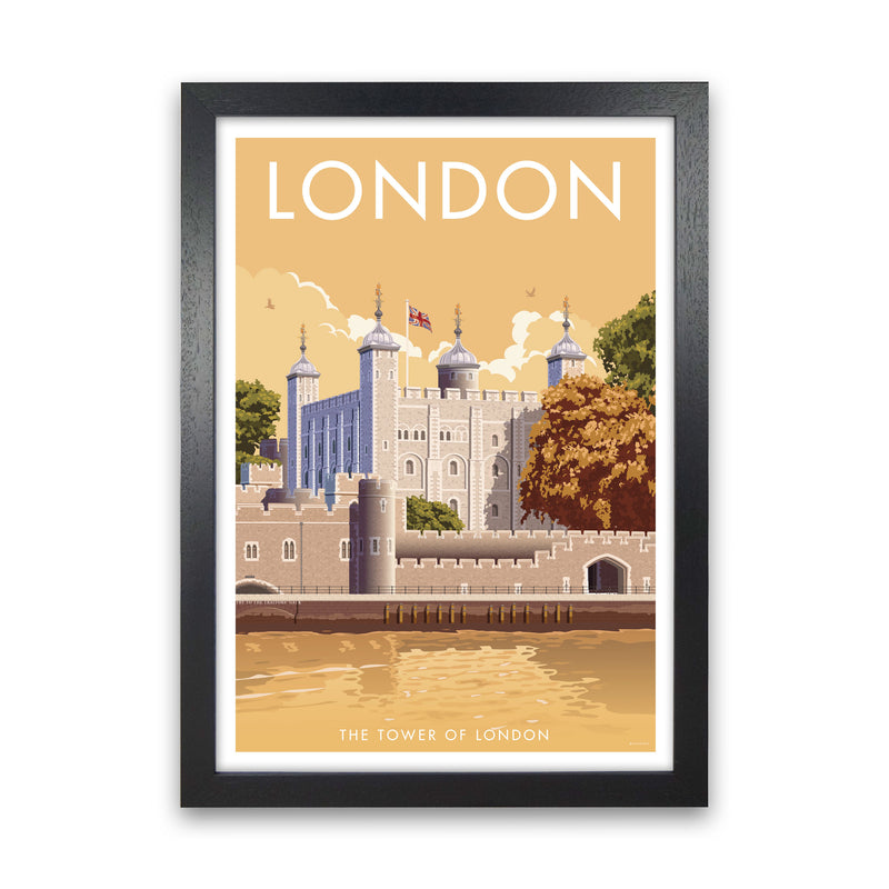 London Tower Travel Art Print by Stephen Millership, Vintage Framed Poster Black Grain
