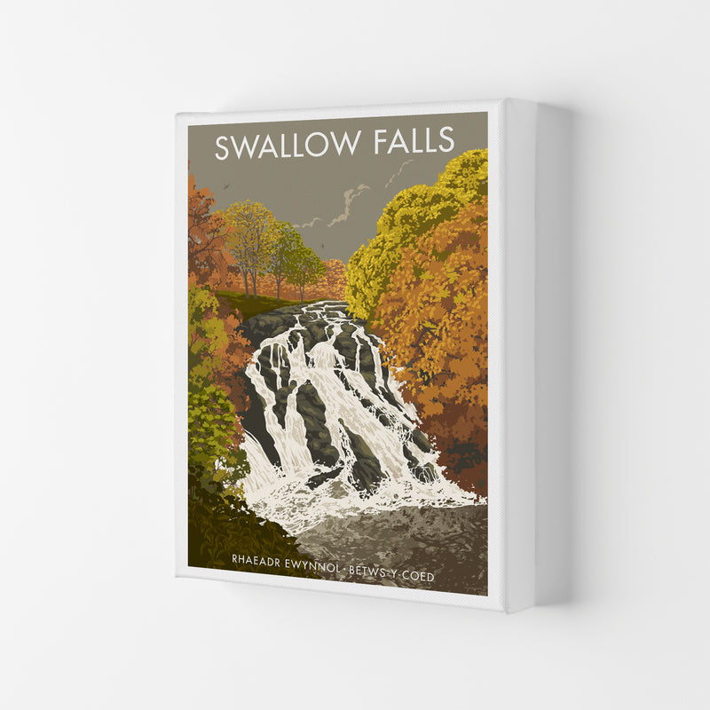 Wales Swallow Falls Art Print by Stephen Millership Canvas