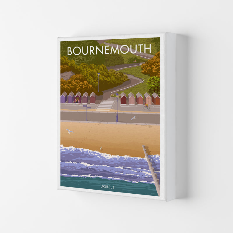 Bournemouth Huts Travel Art Print by Stephen Millership Canvas