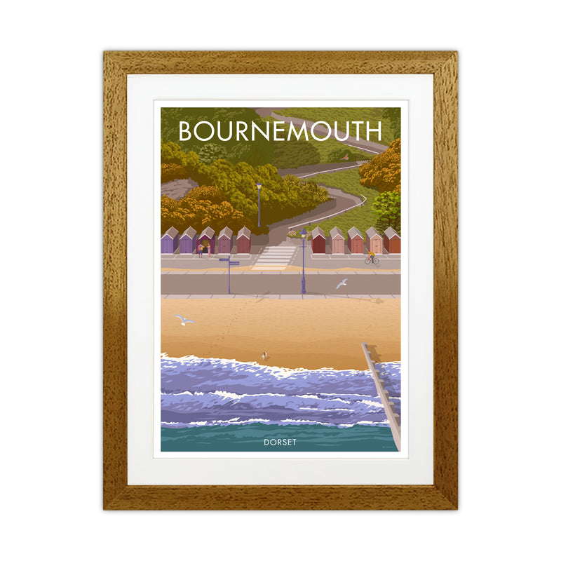Bournemouth Huts Travel Art Print by Stephen Millership Oak Grain