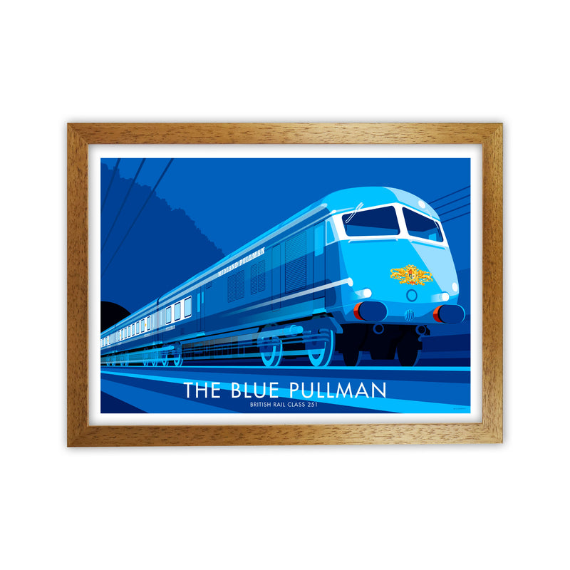 The Blue Pullman Art Print by Stephen Millership, Framed Transport Poster Oak Grain