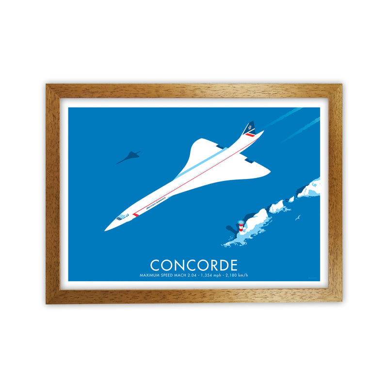 Concorde Framed Digital Art Print by Stephen Millership, Framed Transport Poster Oak Grain