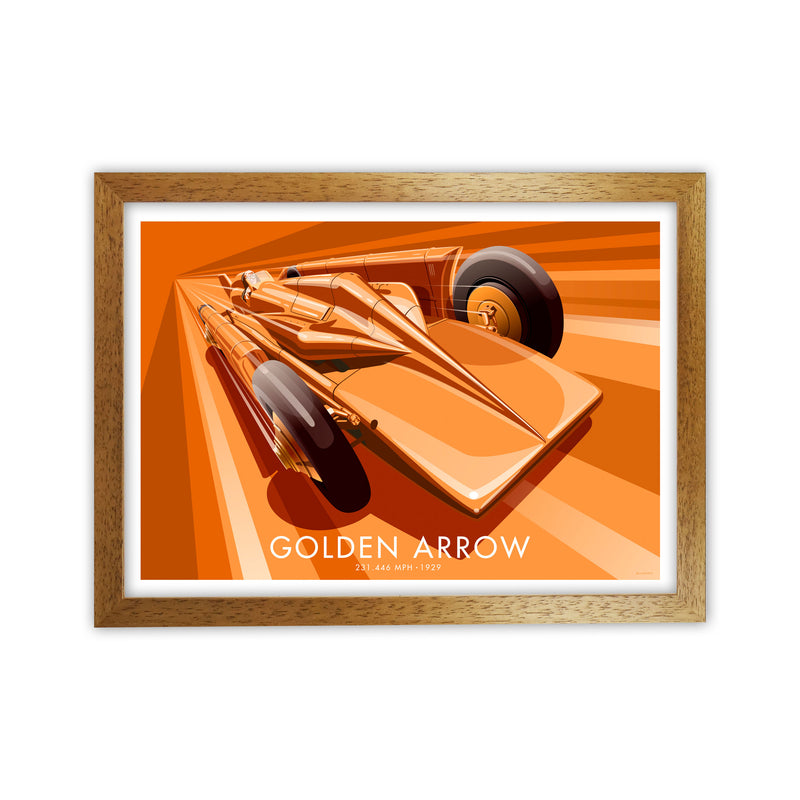 The Golden Arrow Art Print by Stephen Millership, Framed Transport Poster Oak Grain