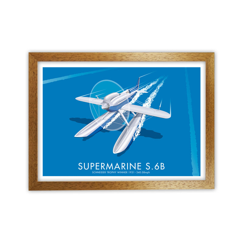 Supermarine S.6B Art Print by Stephen Millership, Framed Transport Poster Oak Grain