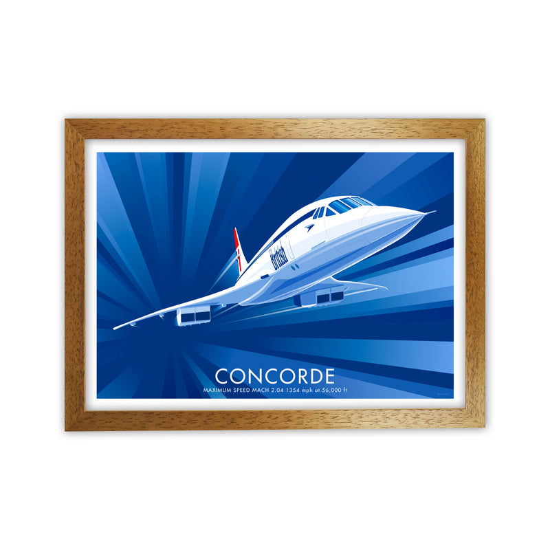 Concorde Art Print by Stephen Millership, Framed Transport Poster Oak Grain
